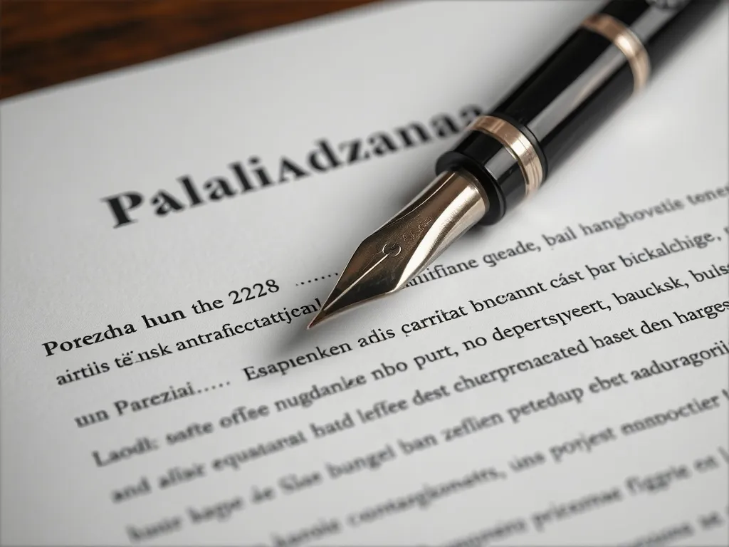 Professional close-up of a fountain pen laying on a legal do