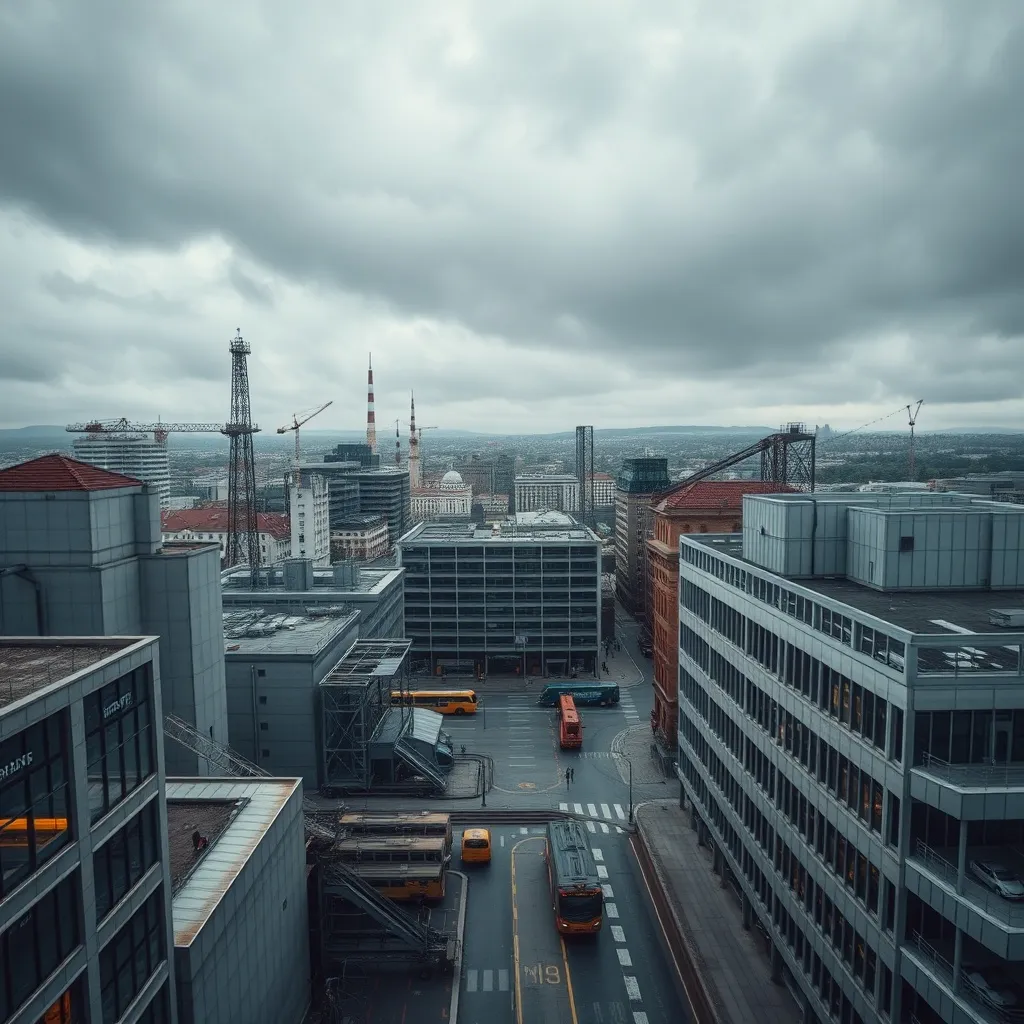 Industrial and modern architecture of Debrecen city center,