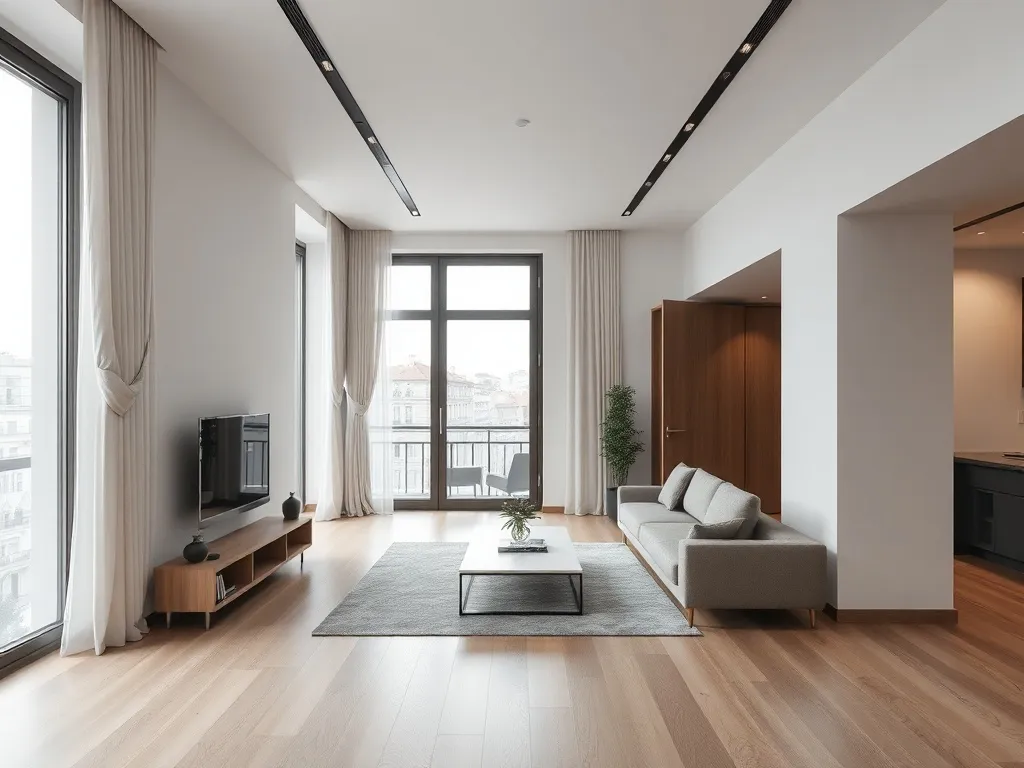 A high-quality architectural photo of a modern minimalist ap